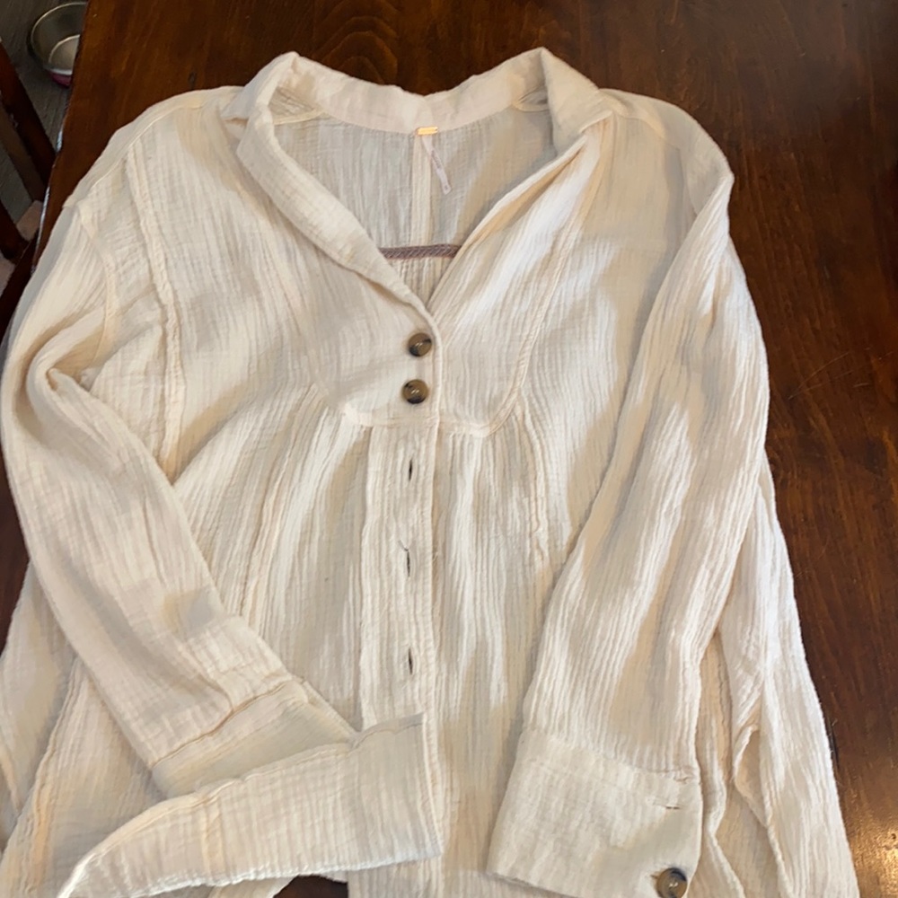 Free People cream button down top/jacket